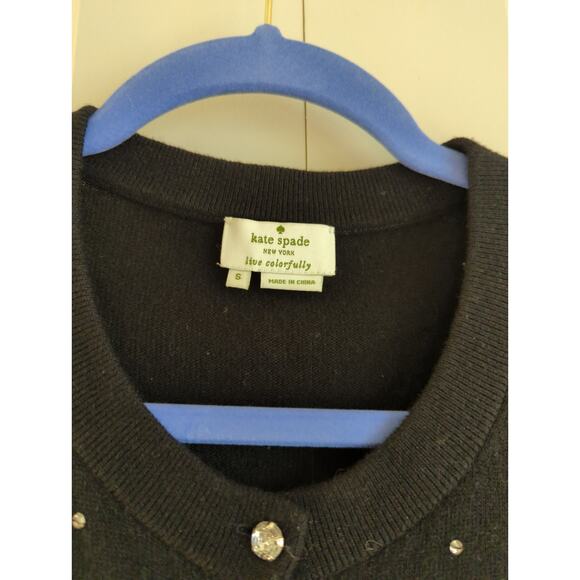 Kate Spade Night Sky Black Wool Rhinestone Cardigan - Small - Picture 3 of 5